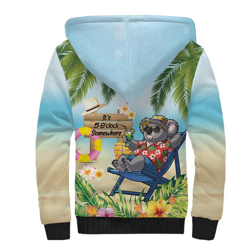 Chilling Koala Australia Sherpa Hoodie It's 5 O’Clock Somewhere Tropical Vibes - Aussie Hoodie