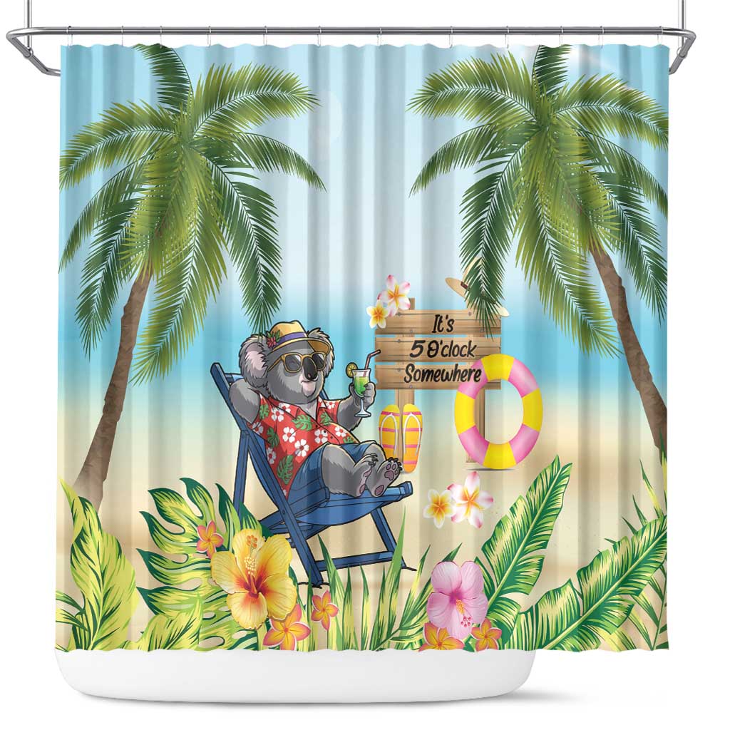 Chilling Koala Australia Shower Curtain It's 5 O’Clock Somewhere Tropical Vibes - Aussie Hoodie