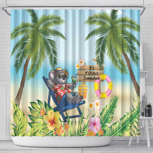 Chilling Koala Australia Shower Curtain It's 5 O’Clock Somewhere Tropical Vibes - Aussie Hoodie