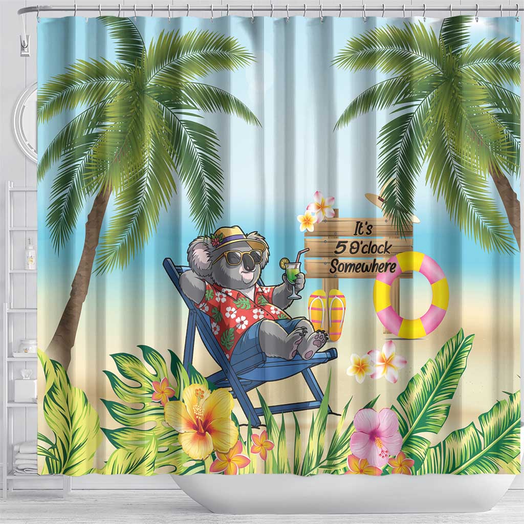 Chilling Koala Australia Shower Curtain It's 5 O’Clock Somewhere Tropical Vibes - Aussie Hoodie