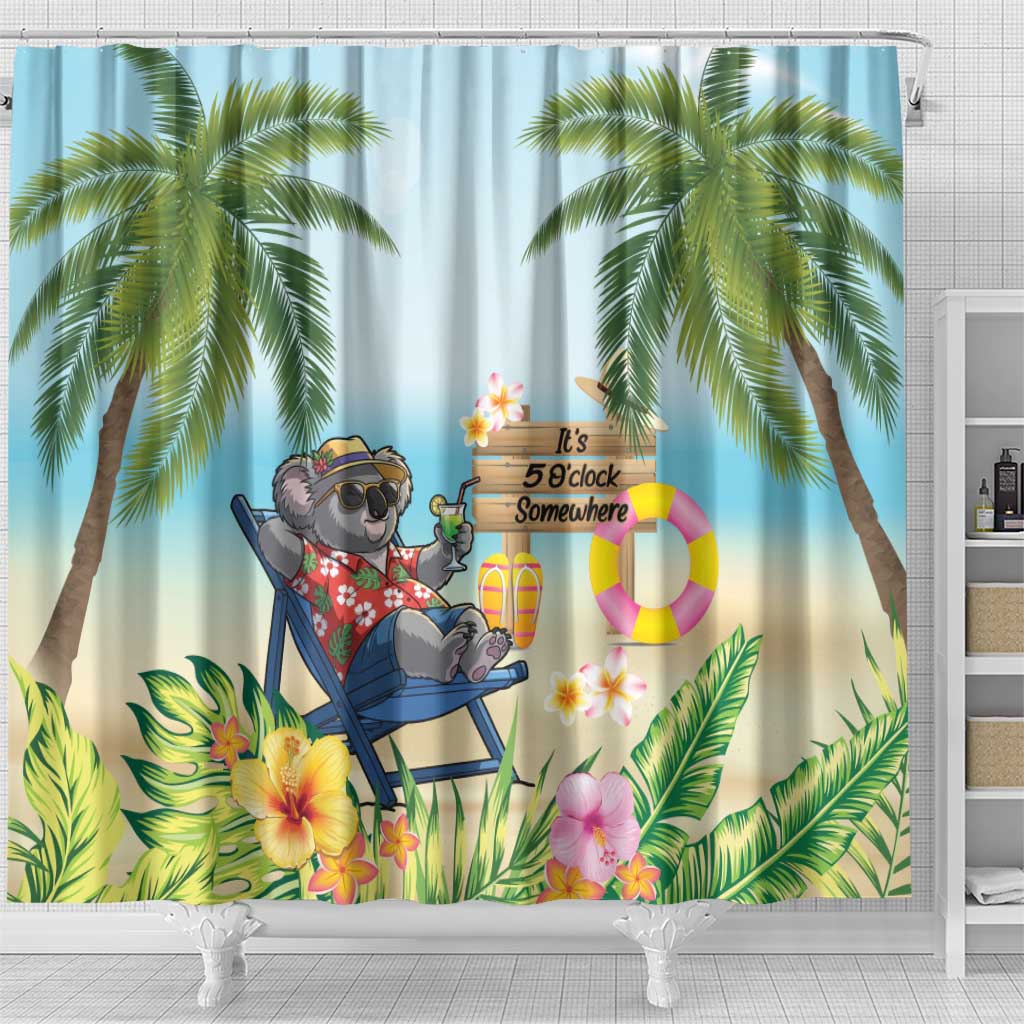 Chilling Koala Australia Shower Curtain It's 5 O’Clock Somewhere Tropical Vibes - Aussie Hoodie