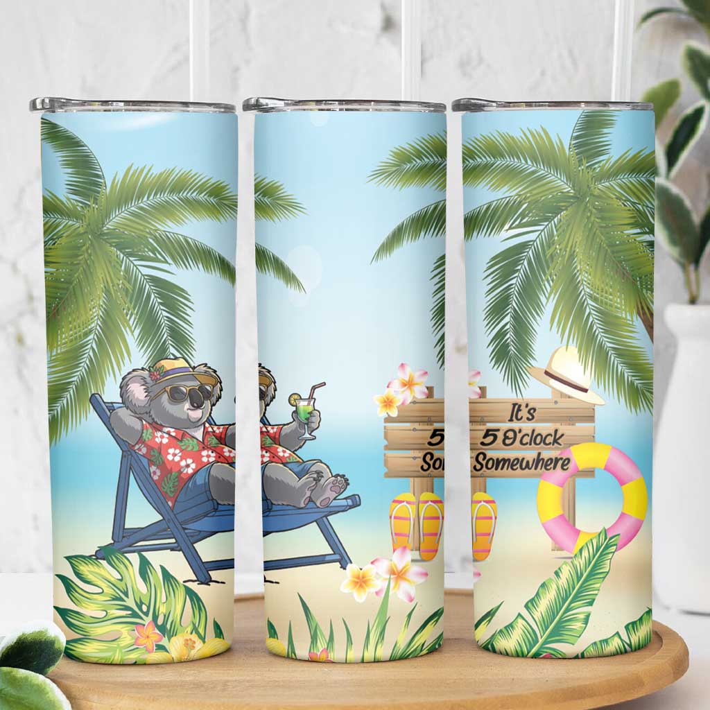 Chilling Koala Australia Skinny Tumbler It's 5 O’Clock Somewhere Tropical Vibes - Aussie Hoodie
