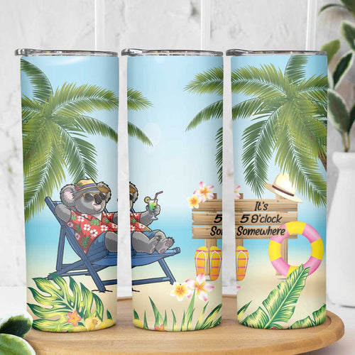 Chilling Koala Australia Skinny Tumbler It's 5 O’Clock Somewhere Tropical Vibes - Aussie Hoodie