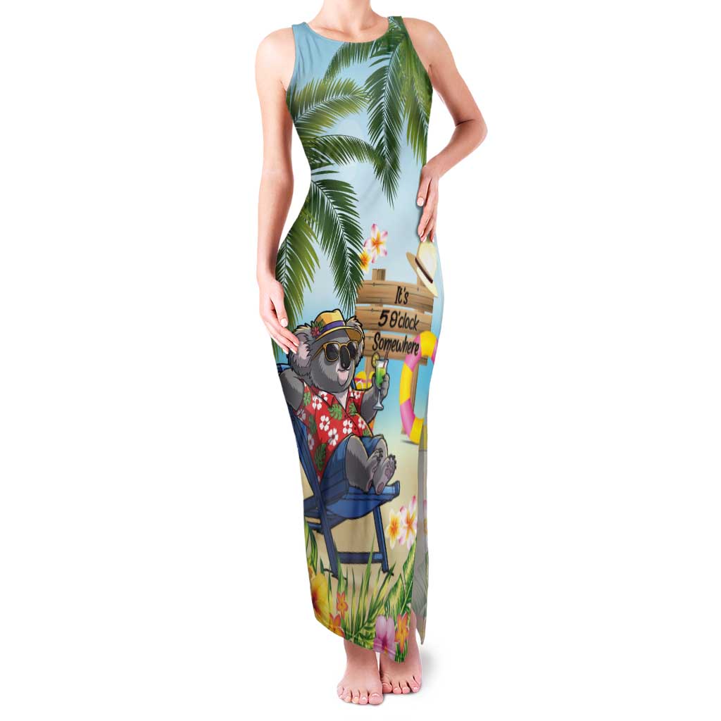 Chilling Koala Australia Tank Maxi Dress It's 5 O’Clock Somewhere Tropical Vibes - Aussie Hoodie