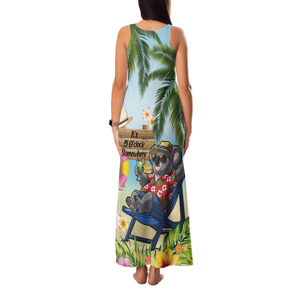 Chilling Koala Australia Tank Maxi Dress It's 5 O’Clock Somewhere Tropical Vibes - Aussie Hoodie