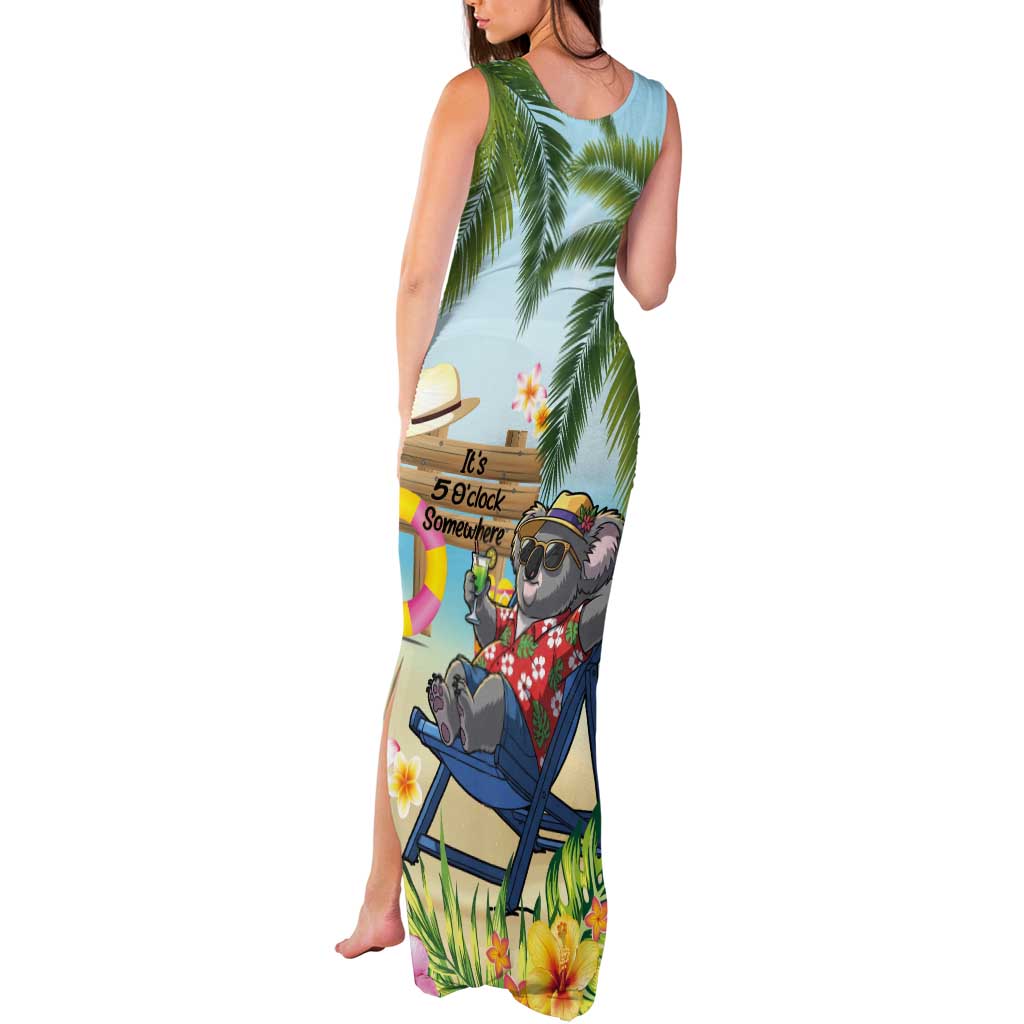 Chilling Koala Australia Tank Maxi Dress It's 5 O’Clock Somewhere Tropical Vibes - Aussie Hoodie