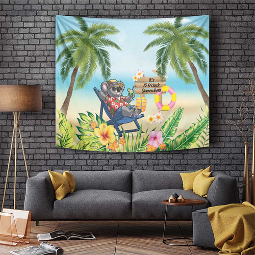 Chilling Koala Australia Tapestry It's 5 O’Clock Somewhere Tropical Vibes - Aussie Hoodie