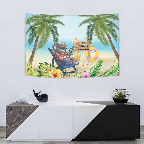 Chilling Koala Australia Tapestry It's 5 O’Clock Somewhere Tropical Vibes - Aussie Hoodie