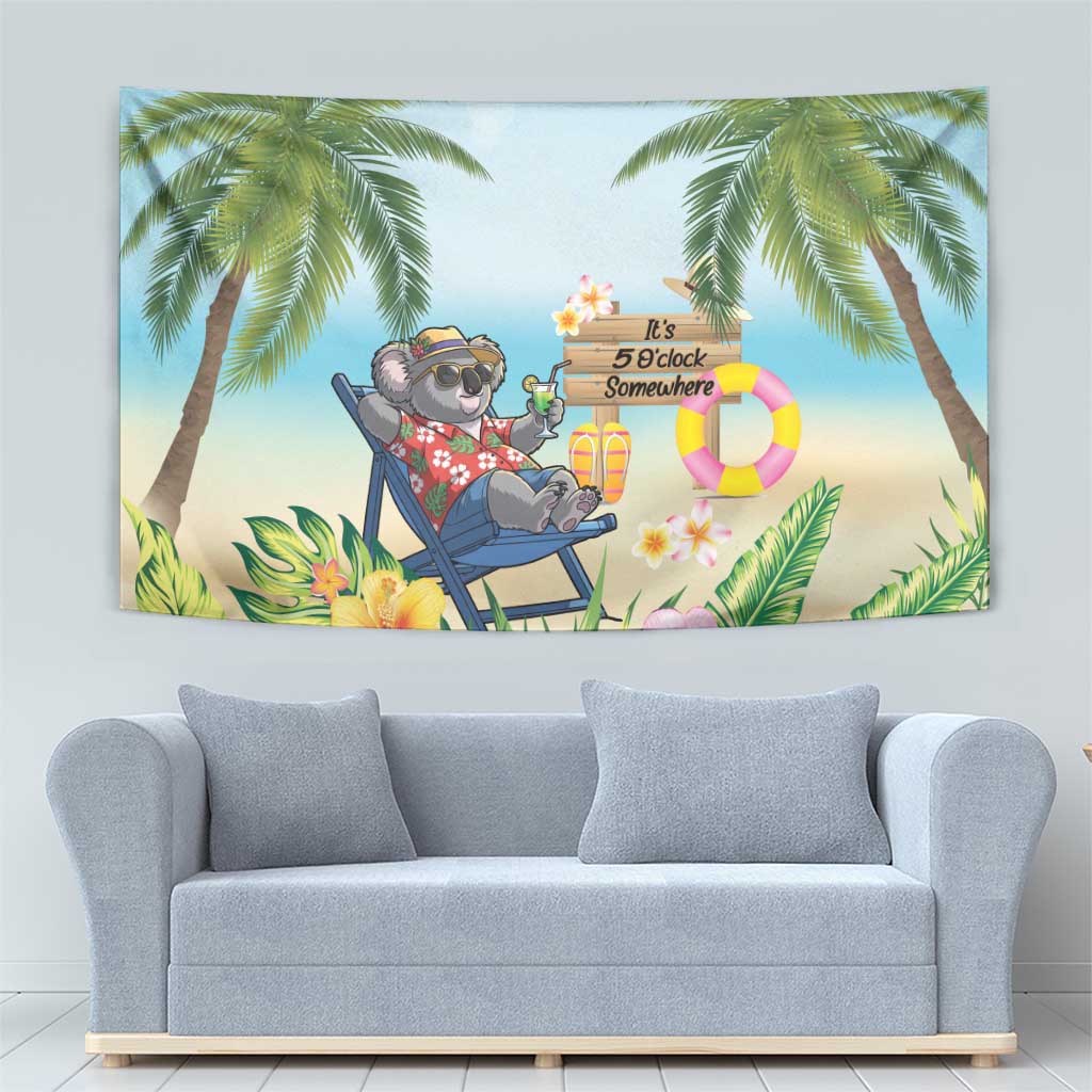 Chilling Koala Australia Tapestry It's 5 O’Clock Somewhere Tropical Vibes - Aussie Hoodie