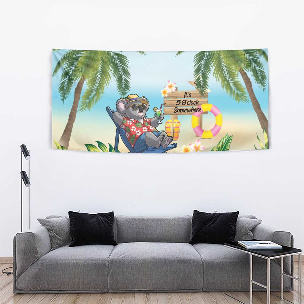 Chilling Koala Australia Tapestry It's 5 O’Clock Somewhere Tropical Vibes - Aussie Hoodie