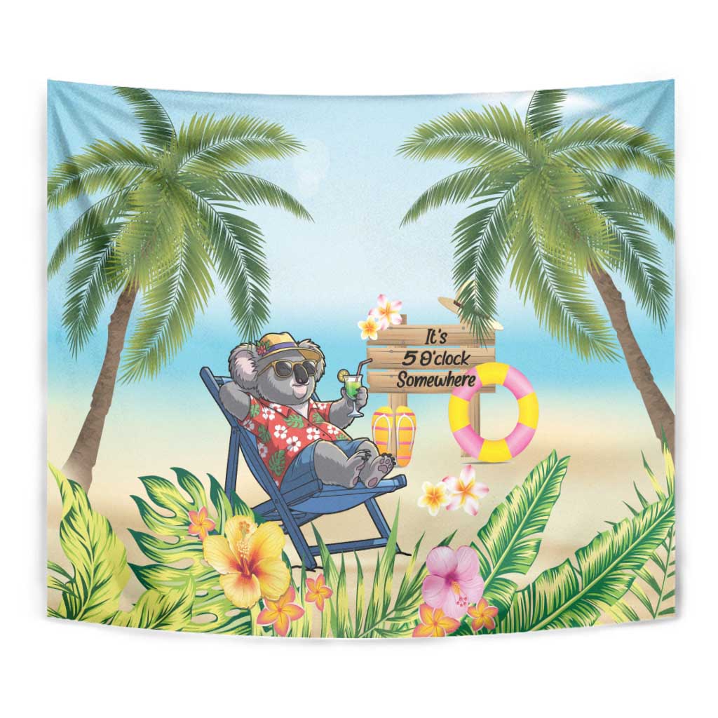 Chilling Koala Australia Tapestry It's 5 O’Clock Somewhere Tropical Vibes - Aussie Hoodie