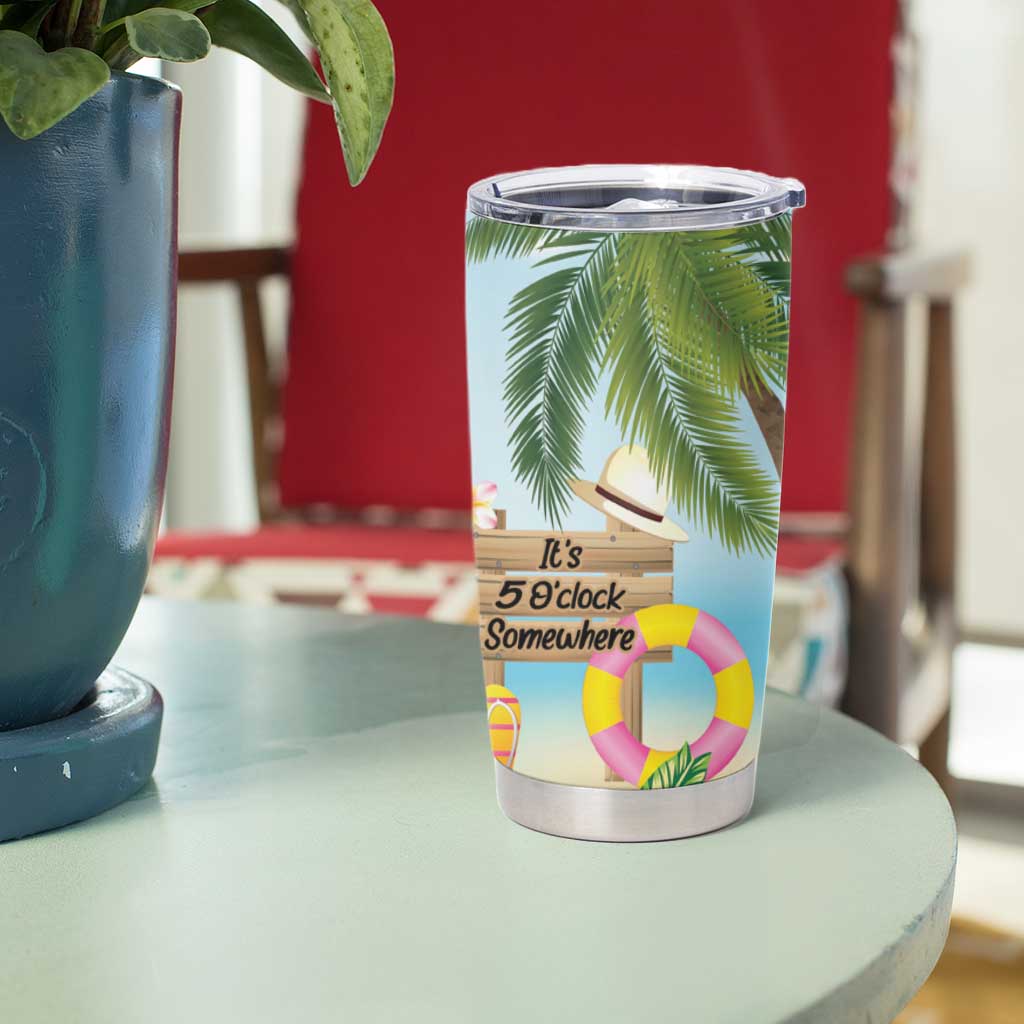 Chilling Koala Australia Tumbler Cup It's 5 O’Clock Somewhere Tropical Vibes - Aussie Hoodie