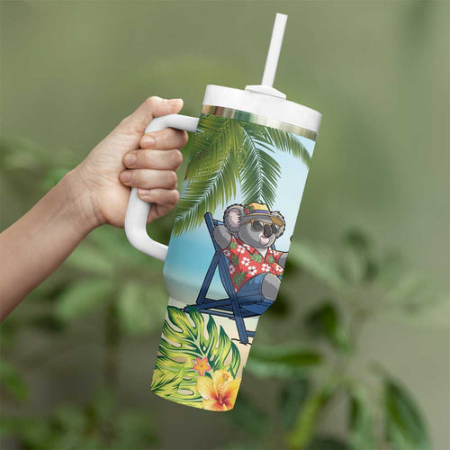 Chilling Koala Australia Tumbler With Handle It's 5 O’Clock Somewhere Tropical Vibes - Aussie Hoodie