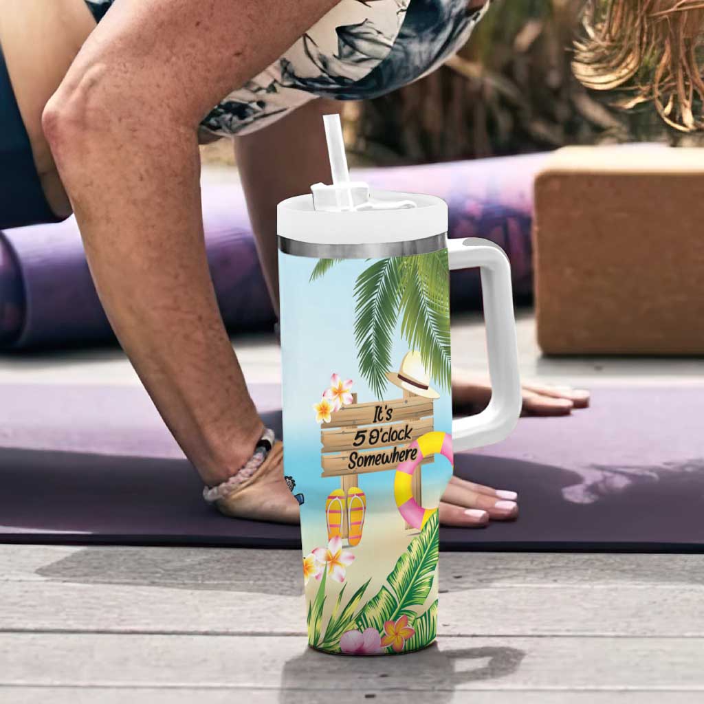 Chilling Koala Australia Tumbler With Handle It's 5 O’Clock Somewhere Tropical Vibes - Aussie Hoodie