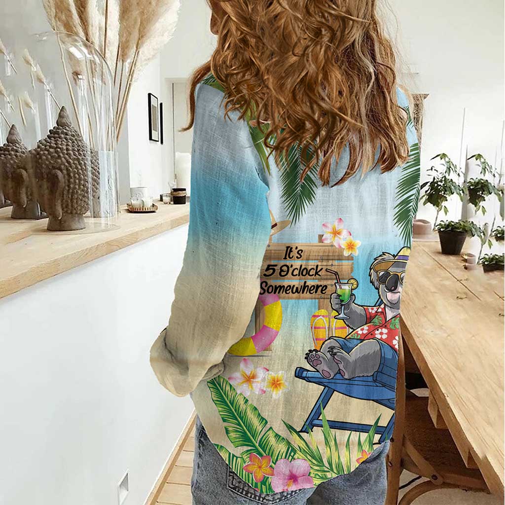 Chilling Koala Australia Women Casual Shirt It's 5 O’Clock Somewhere Tropical Vibes - Aussie Hoodie