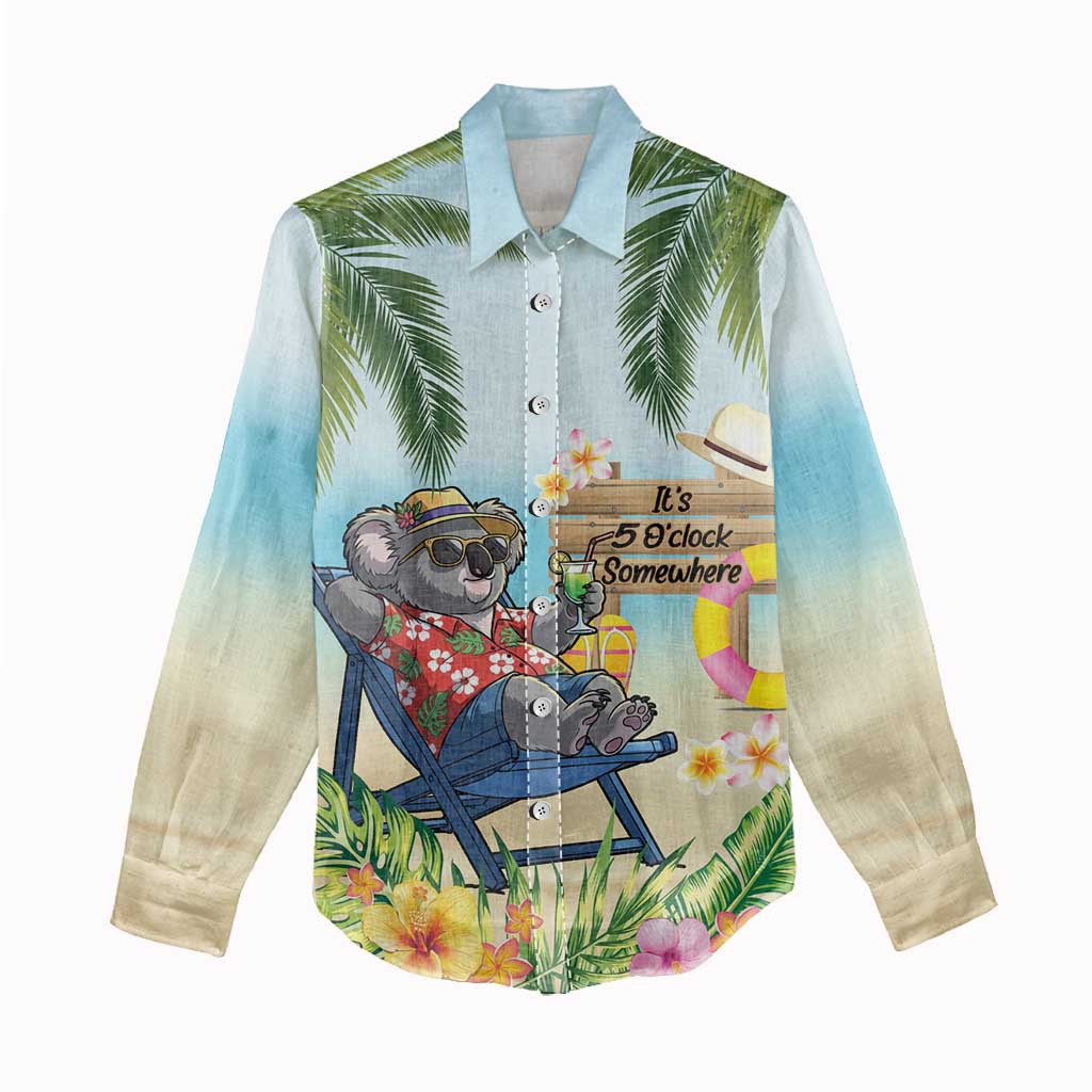 Chilling Koala Australia Women Casual Shirt It's 5 O’Clock Somewhere Tropical Vibes - Aussie Hoodie