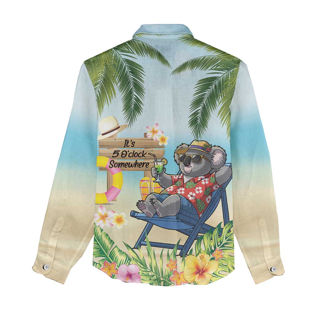 Chilling Koala Australia Women Casual Shirt It's 5 O’Clock Somewhere Tropical Vibes - Aussie Hoodie