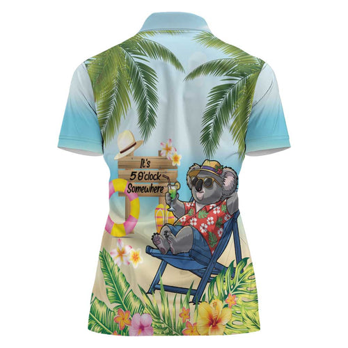 Chilling Koala Australia Women Polo Shirt It's 5 O’Clock Somewhere Tropical Vibes - Aussie Hoodie