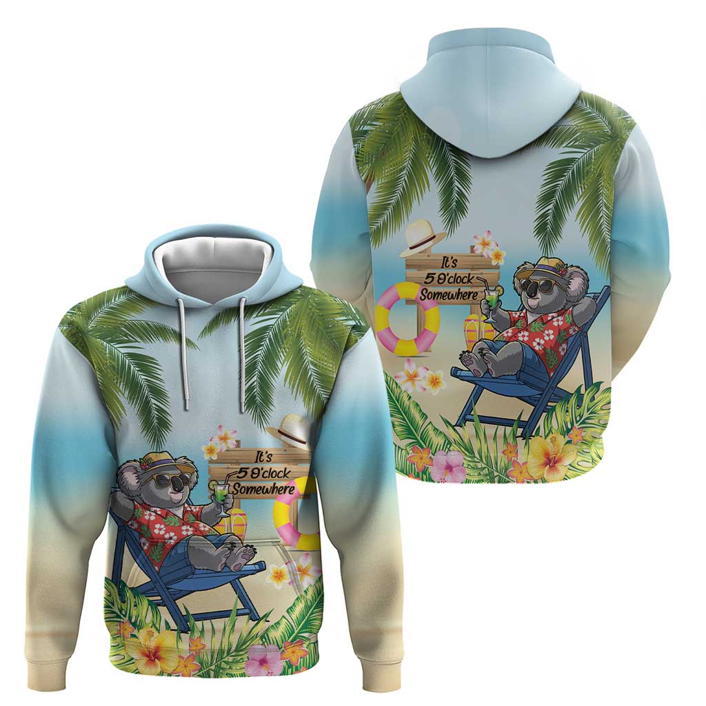 Chilling Koala Australia Zip Hoodie It's 5 O’Clock Somewhere Tropical Vibes - Aussie Hoodie