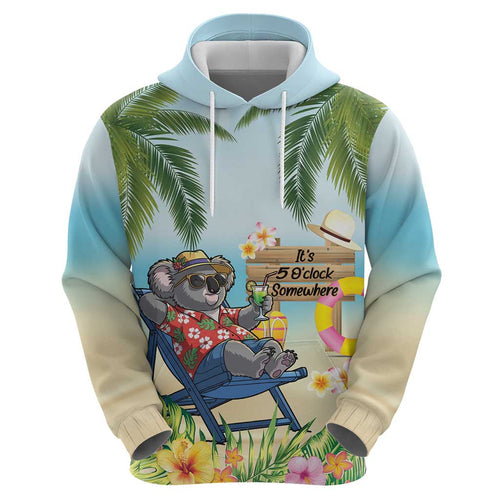 Chilling Koala Australia Zip Hoodie It's 5 O’Clock Somewhere Tropical Vibes - Aussie Hoodie