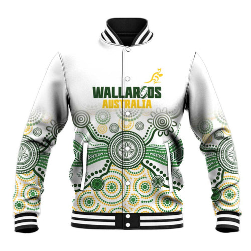 Australia Rugby Custom Baseball Jacket 2025 Wallaroos Indigenous Art - Aussie Hoodie