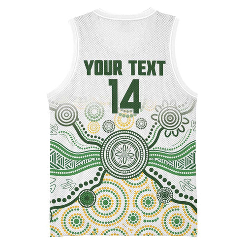 Australia Rugby Custom Basketball Jersey 2025 Wallaroos Indigenous Art - Aussie Hoodie