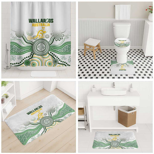 Australia Rugby Bathroom Set 2025 Wallaroos Indigenous Art - Aussie Hoodie