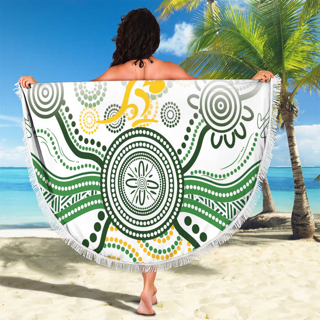 Australia Rugby Beach Blanket 2025 Wallaroos Indigenous Art - Aussie Hoodie