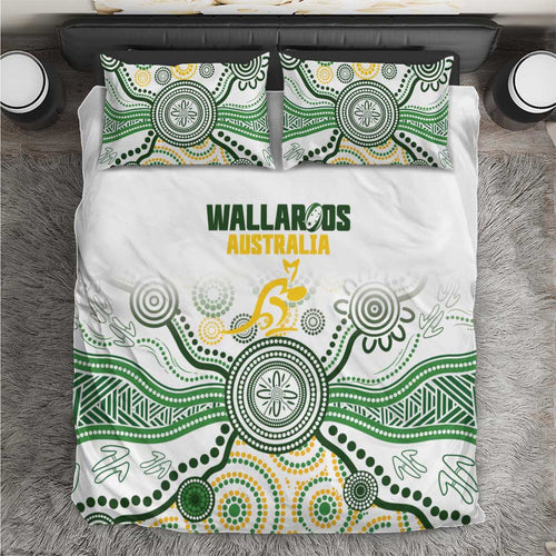 Australia Rugby Bedding Set 2025 Wallaroos Indigenous Art - Aussie Hoodie