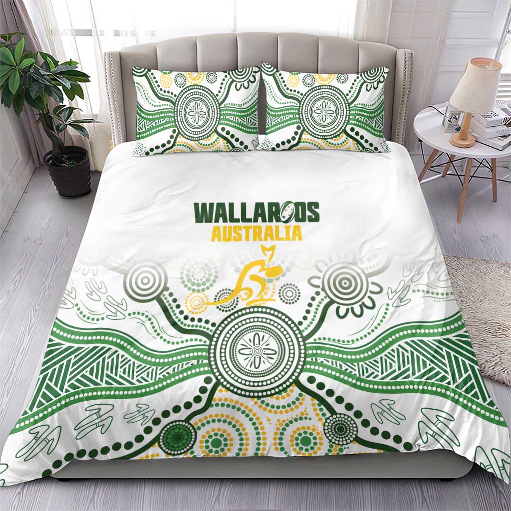 Australia Rugby Bedding Set 2025 Wallaroos Indigenous Art - Aussie Hoodie
