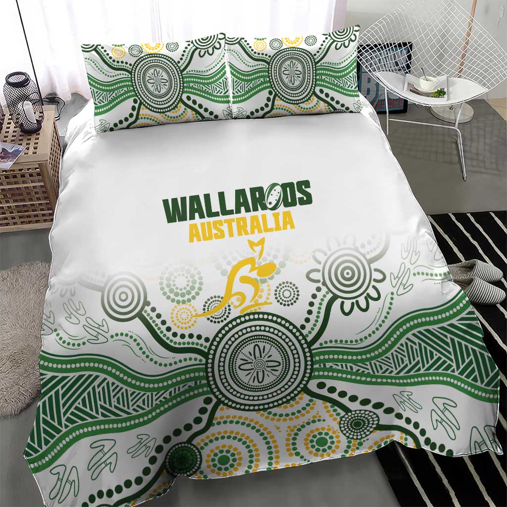 Australia Rugby Bedding Set 2025 Wallaroos Indigenous Art - Aussie Hoodie