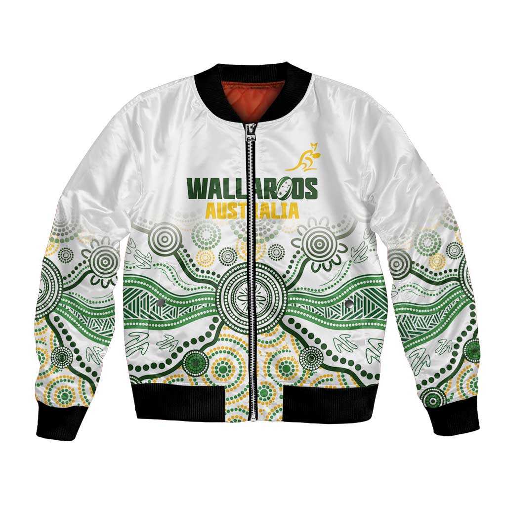 Australia Rugby Custom Bomber Jacket 2025 Wallaroos Indigenous Art - Aussie Hoodie