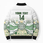 Australia Rugby Custom Bomber Puffer Jacket 2025 Wallaroos Indigenous Art - Aussie Hoodie