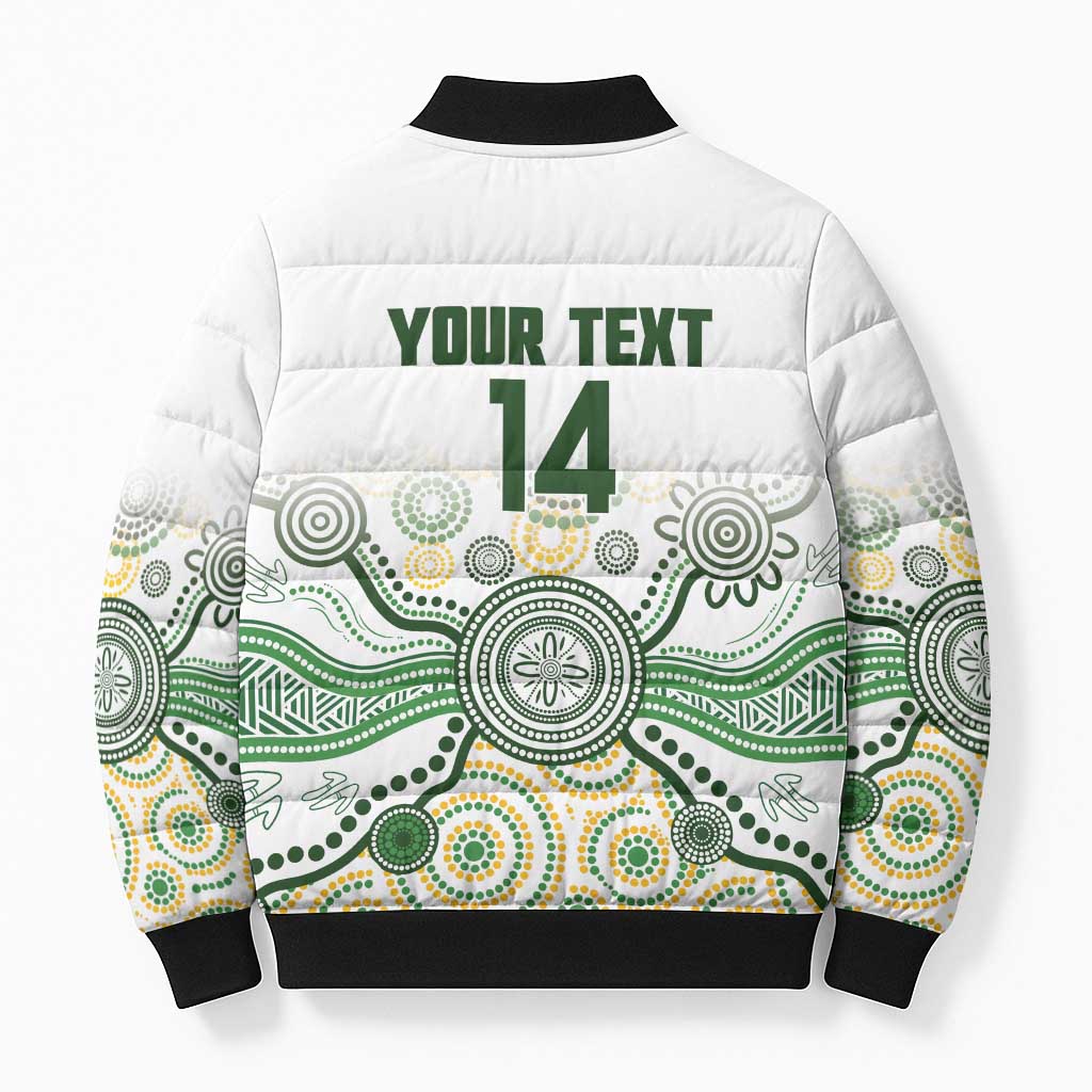 Australia Rugby Custom Bomber Puffer Jacket 2025 Wallaroos Indigenous Art - Aussie Hoodie