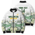 Australia Rugby Custom Bomber Puffer Jacket 2025 Wallaroos Indigenous Art - Aussie Hoodie