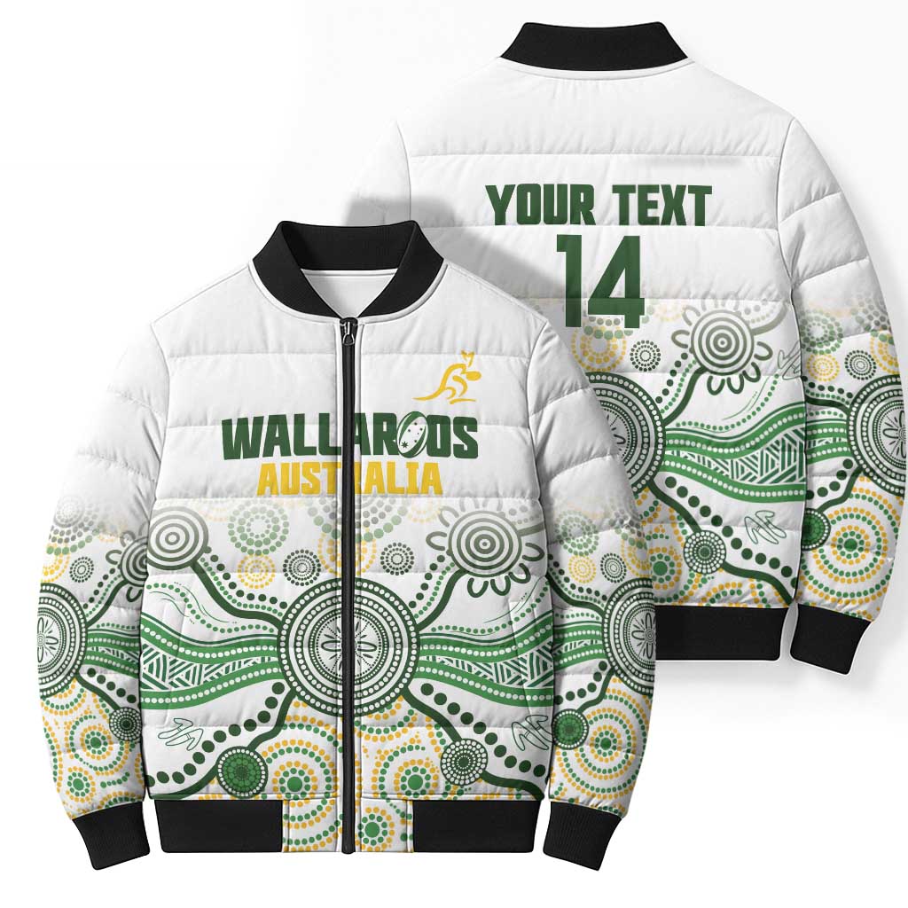 Australia Rugby Custom Bomber Puffer Jacket 2025 Wallaroos Indigenous Art - Aussie Hoodie