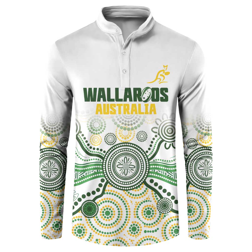 Australia Rugby Custom Button Sweatshirt 2025 Wallaroos Indigenous Art - Aussie Hoodie
