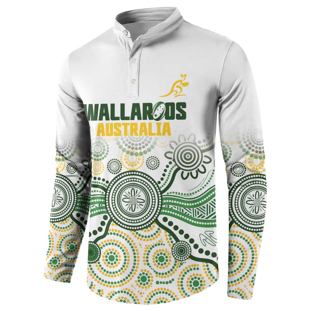 Australia Rugby Custom Button Sweatshirt 2025 Wallaroos Indigenous Art - Aussie Hoodie