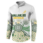 Australia Rugby Custom Button Sweatshirt 2025 Wallaroos Indigenous Art - Aussie Hoodie