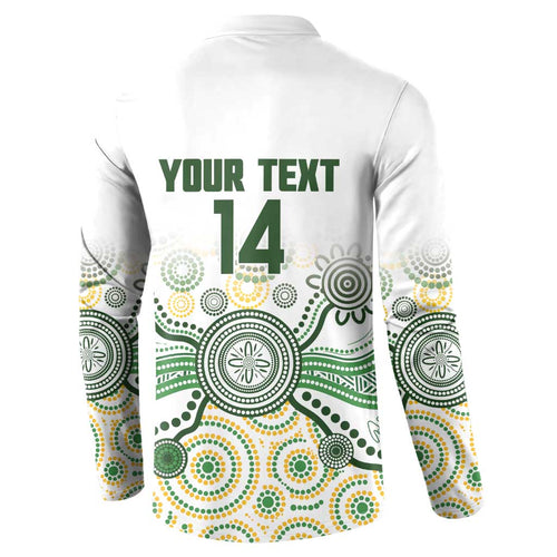 Australia Rugby Custom Button Sweatshirt 2025 Wallaroos Indigenous Art - Aussie Hoodie