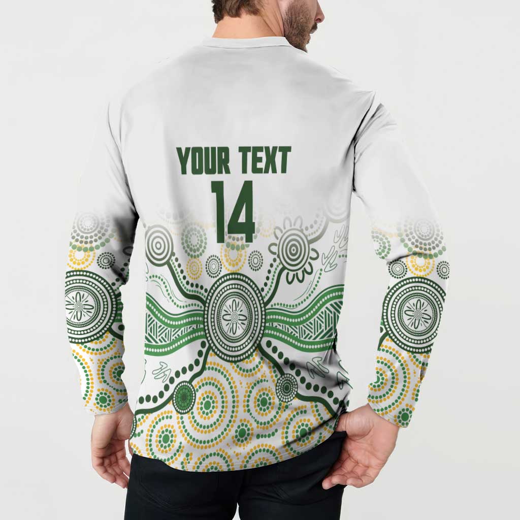 Australia Rugby Custom Button Sweatshirt 2025 Wallaroos Indigenous Art - Aussie Hoodie