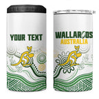 Australia Rugby Custom 4 in 1 Can Cooler Tumbler 2025 Wallaroos Indigenous Art - Aussie Hoodie