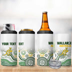 Australia Rugby Custom 4 in 1 Can Cooler Tumbler 2025 Wallaroos Indigenous Art - Aussie Hoodie