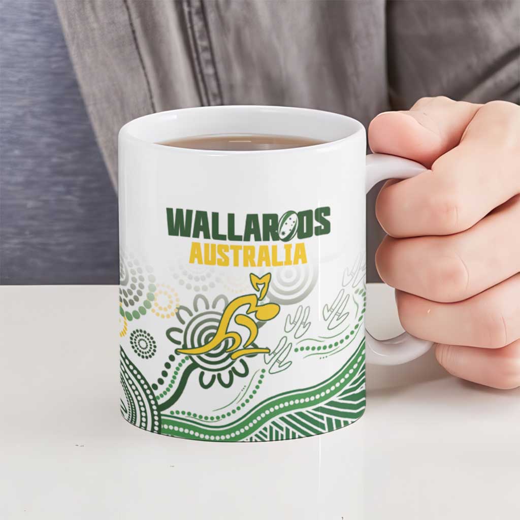 Australia Rugby Custom Ceramic Mug 2025 Wallaroos Indigenous Art - Aussie Hoodie