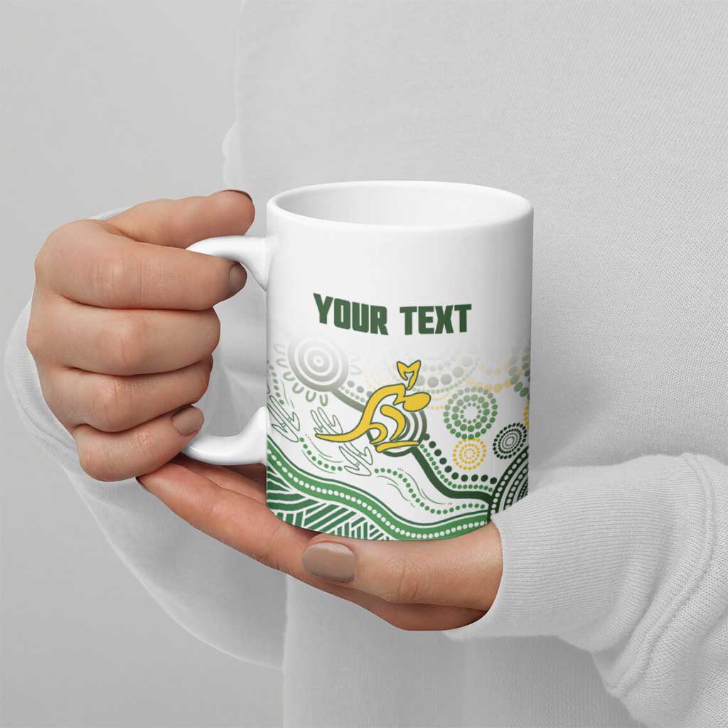 Australia Rugby Custom Ceramic Mug 2025 Wallaroos Indigenous Art - Aussie Hoodie