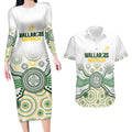 Australia Rugby Custom Couples Matching Long Sleeve Bodycon Dress and Hawaiian Shirt 2025 Wallaroos Indigenous Art - Aussie Hoodie