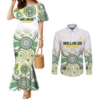 Australia Rugby Custom Couples Matching Mermaid Dress and Long Sleeve Button Shirt 2025 Wallaroos Indigenous Art - Aussie Hoodie