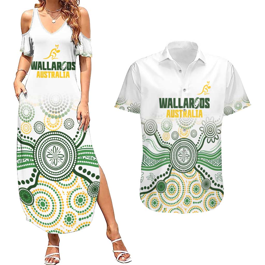 Australia Rugby Custom Couples Matching Summer Maxi Dress and Hawaiian Shirt 2025 Wallaroos Indigenous Art - Aussie Hoodie