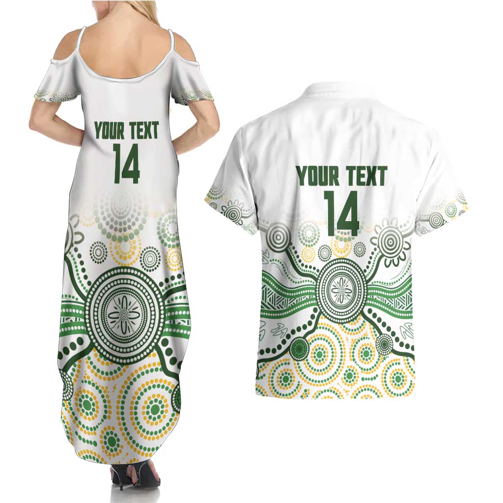Australia Rugby Custom Couples Matching Summer Maxi Dress and Hawaiian Shirt 2025 Wallaroos Indigenous Art - Aussie Hoodie