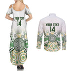 Australia Rugby Custom Couples Matching Summer Maxi Dress and Long Sleeve Button Shirt 2025 Wallaroos Indigenous Art - Aussie Hoodie